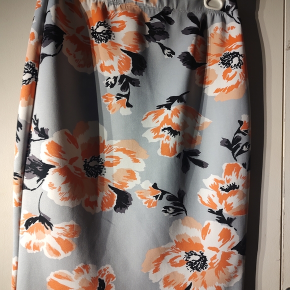 LARA Floral Pencil Skirt - Orange and Black - Picture 1 of 3